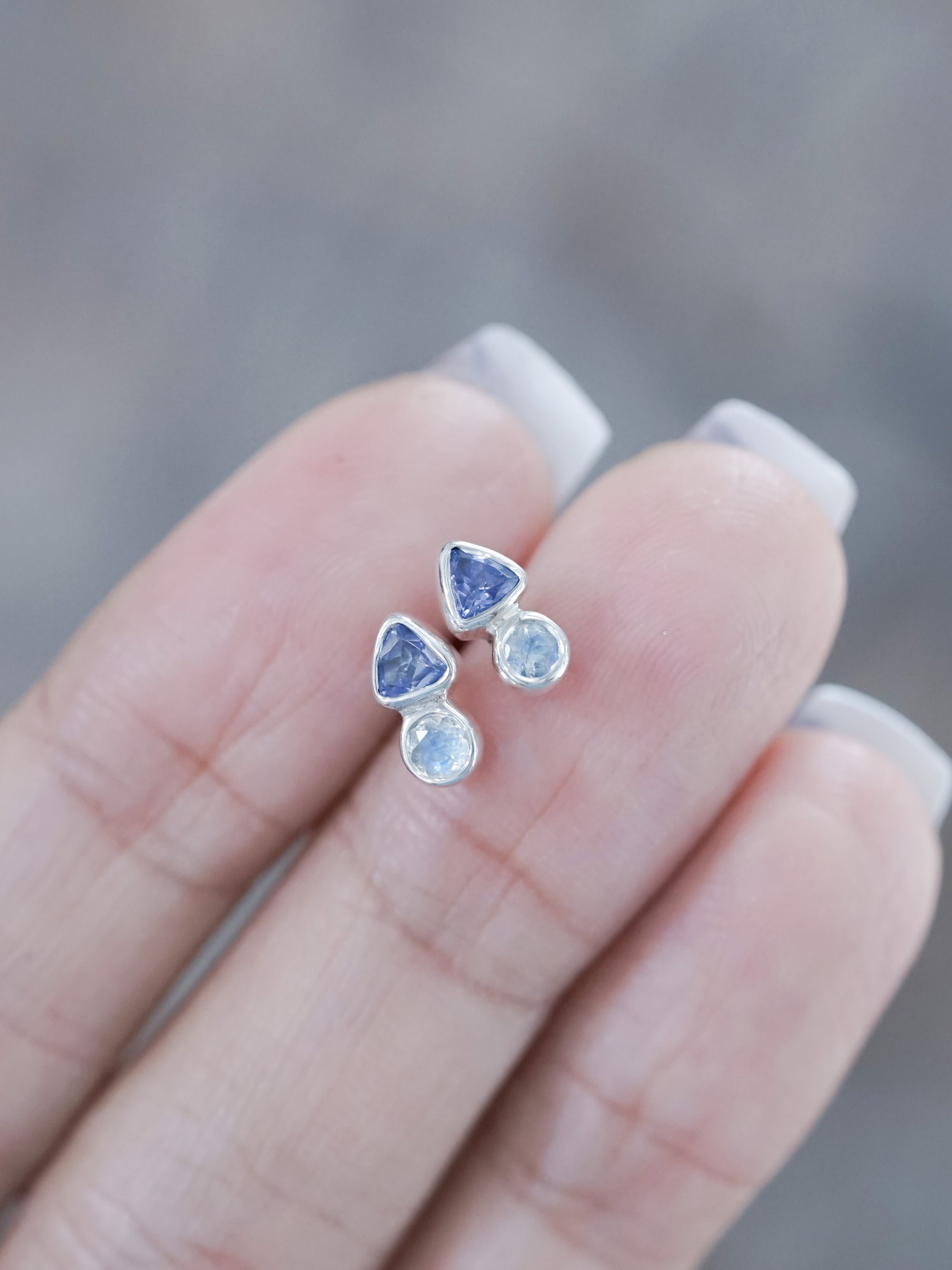 Tanzanite and Moonstone Earrings - Silver