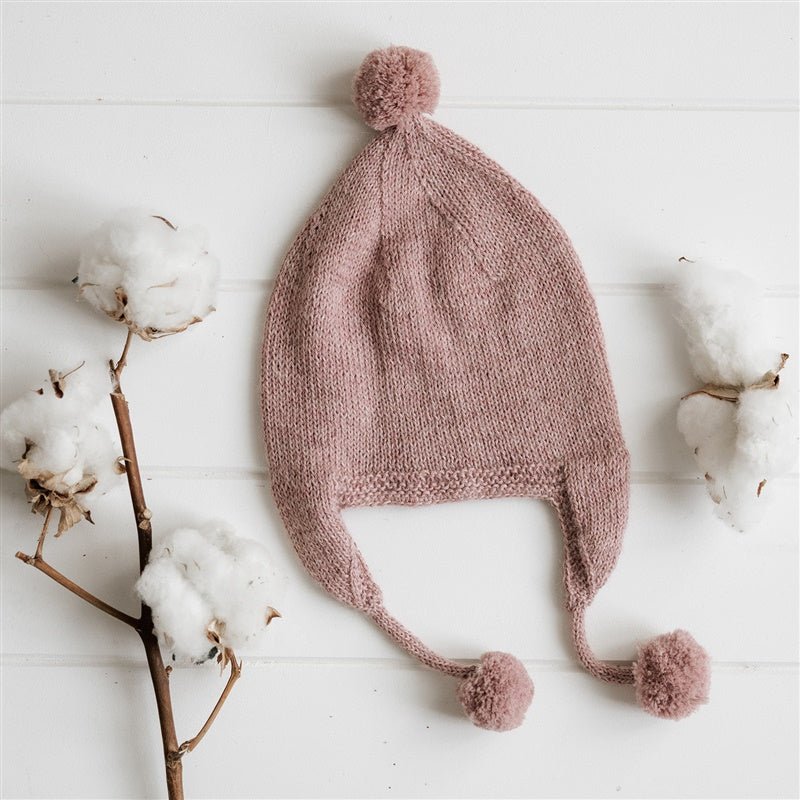 Traditional Children's Alpaca Beanie with Ear Warmers - Rose Pink - The Fair Trader
