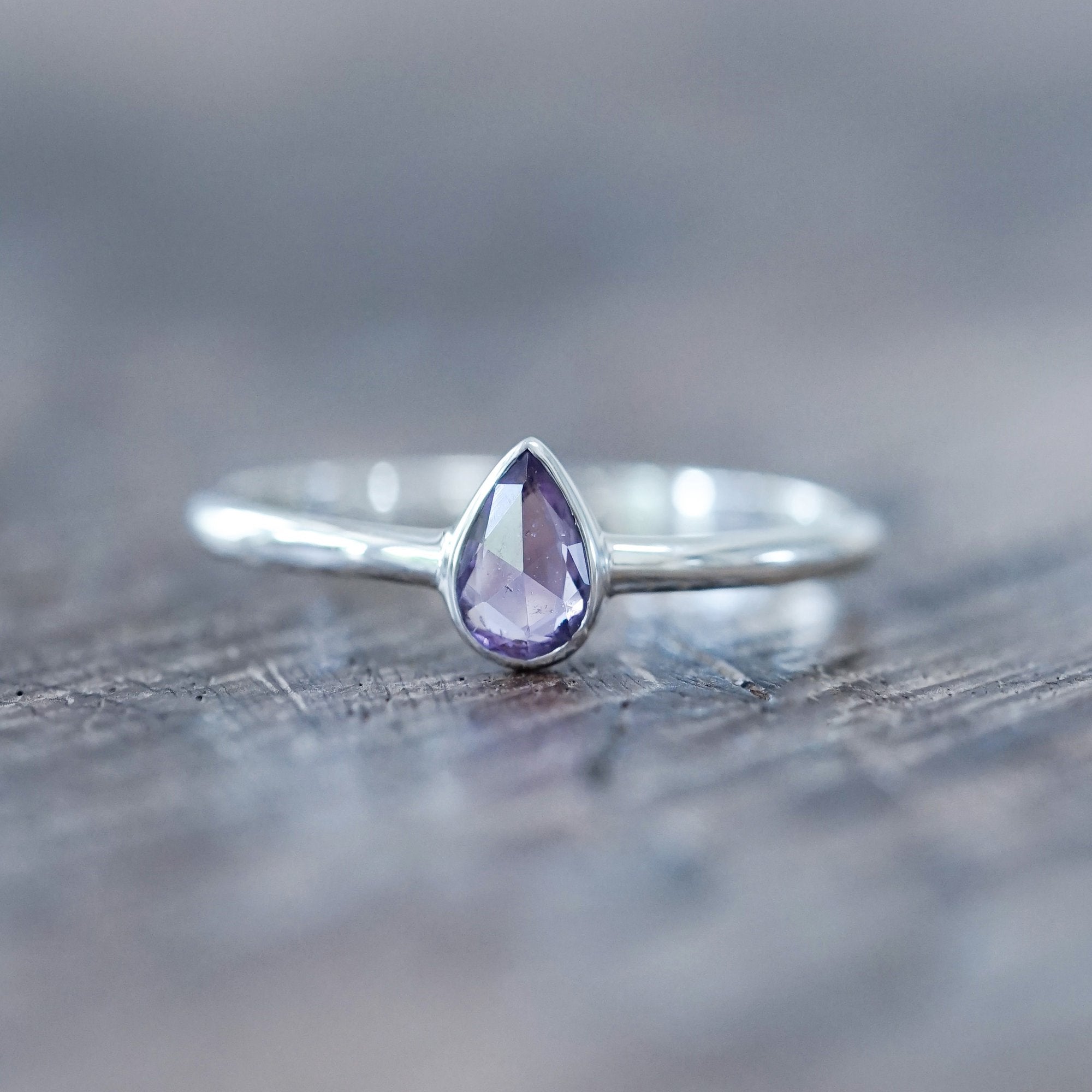Rose Cut Pear Sapphire Ring Silver - The Fair Trader