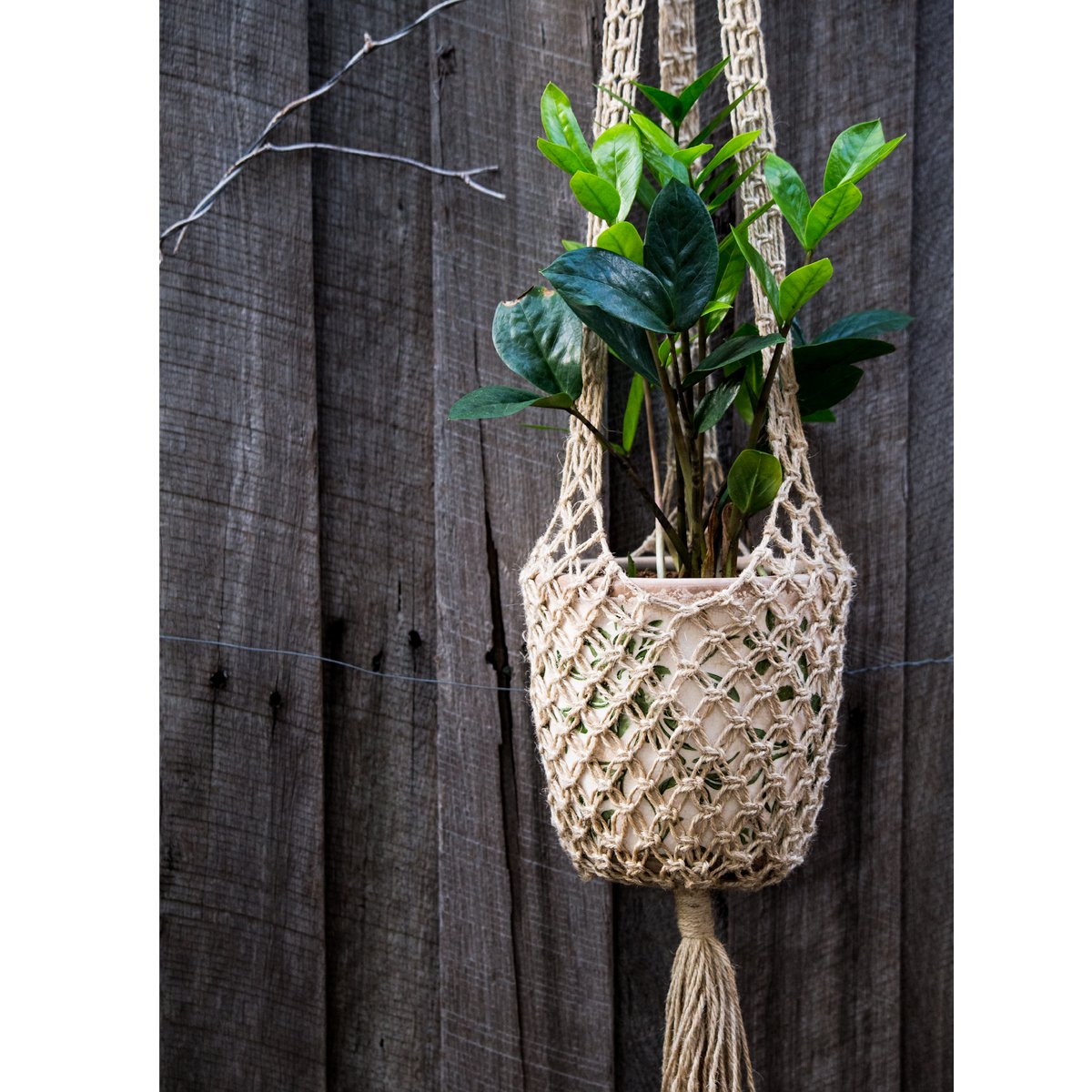 Josephine Macrame Pot Plant Hanger - 100cm Natural - The Fair Trader