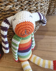 Organic Stripey Bunny Rattle - Rainbow Multi - The Fair Trader