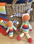 Organic Stripey Bunny Rattle - Rainbow Multi - The Fair Trader