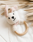 Rabbit Wooden Ring Rattle - Pink - The Fair Trader
