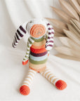 Organic Stripey Bunny Rattle - Rainbow Multi - The Fair Trader