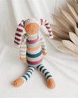 Organic Stripey Bunny Rattle - Multicoloured - The Fair Trader