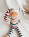 Organic Stripey Bunny Rattle - Multicoloured - The Fair Trader