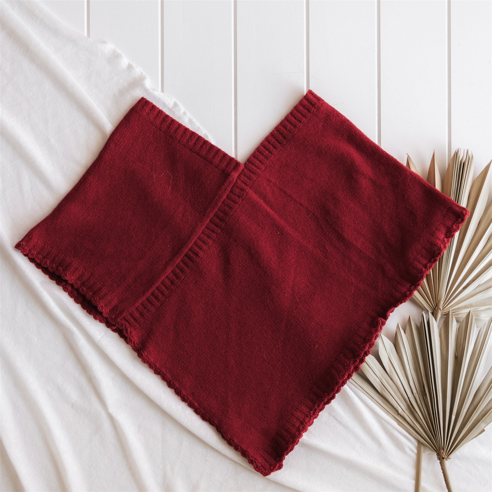 Kids&#39; Poncho Wool / Cashmere Blend - Red - The Fair Trader