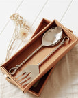 Knotted Stainless Steel Salad Servers - Fork and Spoon Set