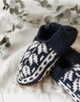 Hand Knitted Slippers 100% Pure NZ Wool - Navy Blue