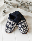 Hand Knitted Slippers 100% Pure NZ Wool - Navy Blue