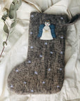 Christmas Stocking with Angel Detail- Natural