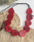 Tagua Petal Necklace - Red