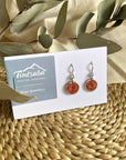 Mini Silver Hanging Earrings - Coral