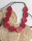 Tagua Petal Necklace - Red