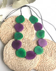 Tagua Petal Necklace - Green and Purple