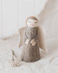 Tree Topper Angel - Natural Grey and White Wings - The Fair Trader