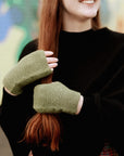 Alpaca Fingerless Gloves - Adult - Green