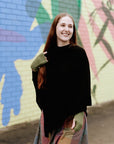 Alpaca Wool Poncho - Black