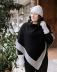 Poncho with Trim 100% Alpaca Wool