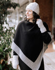 Poncho with Trim 100% Alpaca Wool
