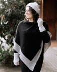 Poncho with Trim 100% Alpaca Wool