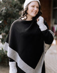 Poncho with Trim 100% Alpaca Wool