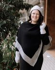 Poncho with Trim 100% Alpaca Wool