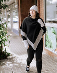 Poncho with Trim 100% Alpaca Wool