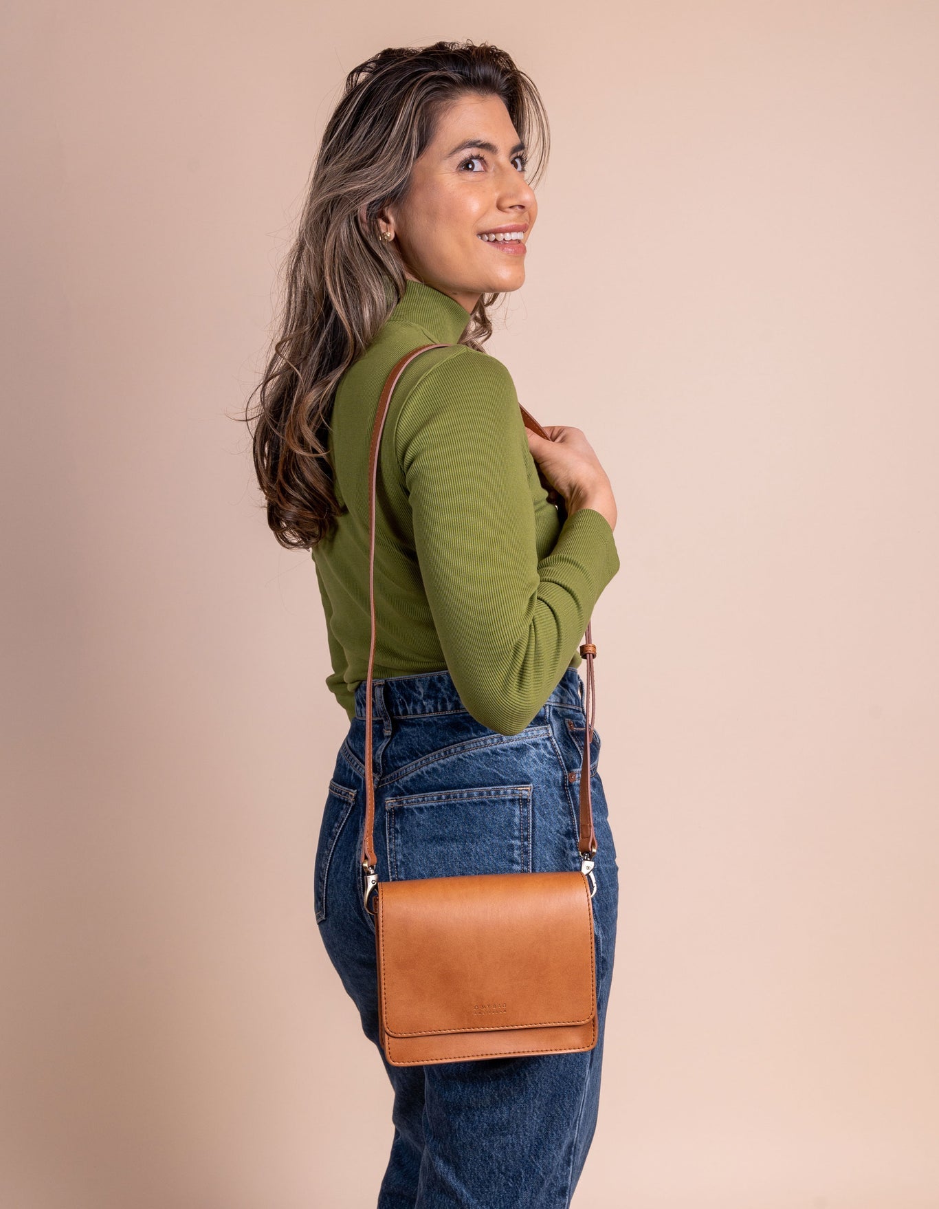 Crossbody Vegan Leather Cognac