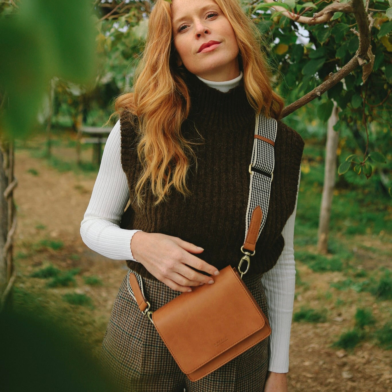 Crossbody Vegan Leather Cognac