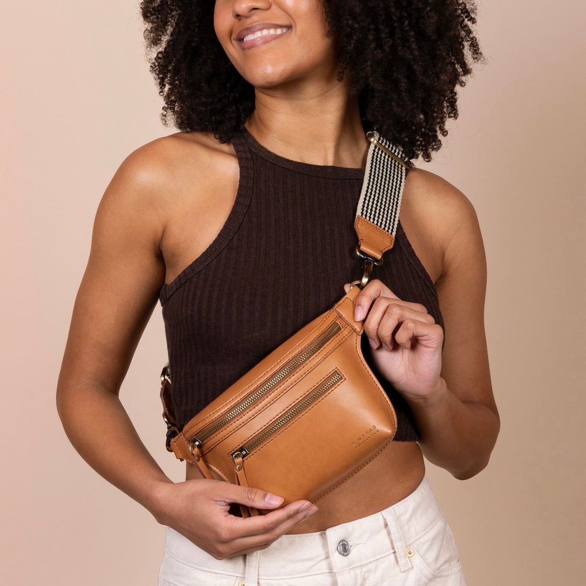 Vegan Leather Essentials Belt Bag in Cognac