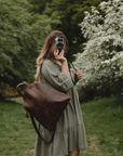 Leather Halfmoon Backpack - Vintage Brown