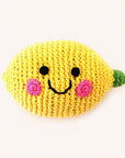 Handmade Happy Lemon Baby Rattle -Organic Cotton Crochet Toy
