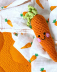 Handmade Springtime Baby Carrot Rattle – Organic Cotton Toy