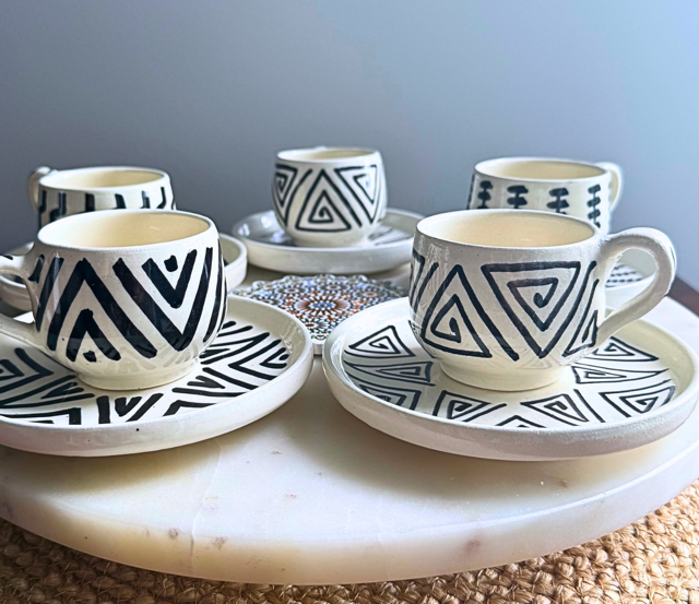 Espresso Cup &amp; Saucer - Handmade in Morocco