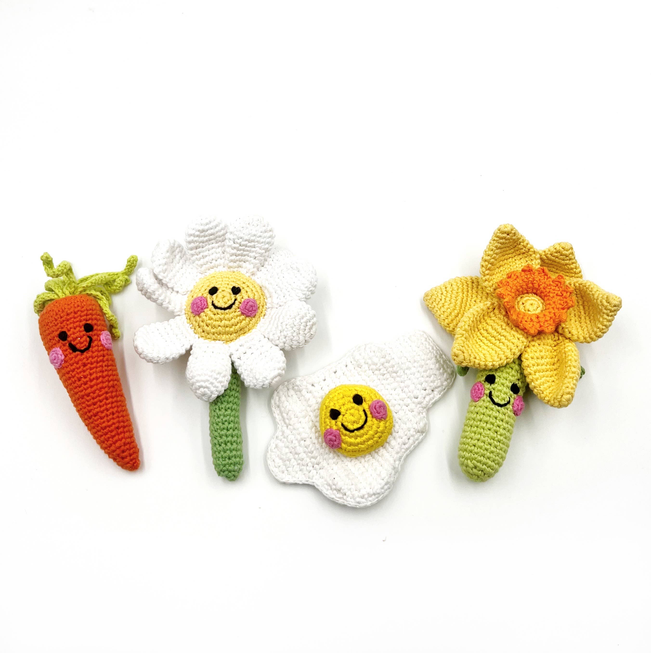 Daffodil Flower Rattle – Handmade Organic Cotton Spring Toy