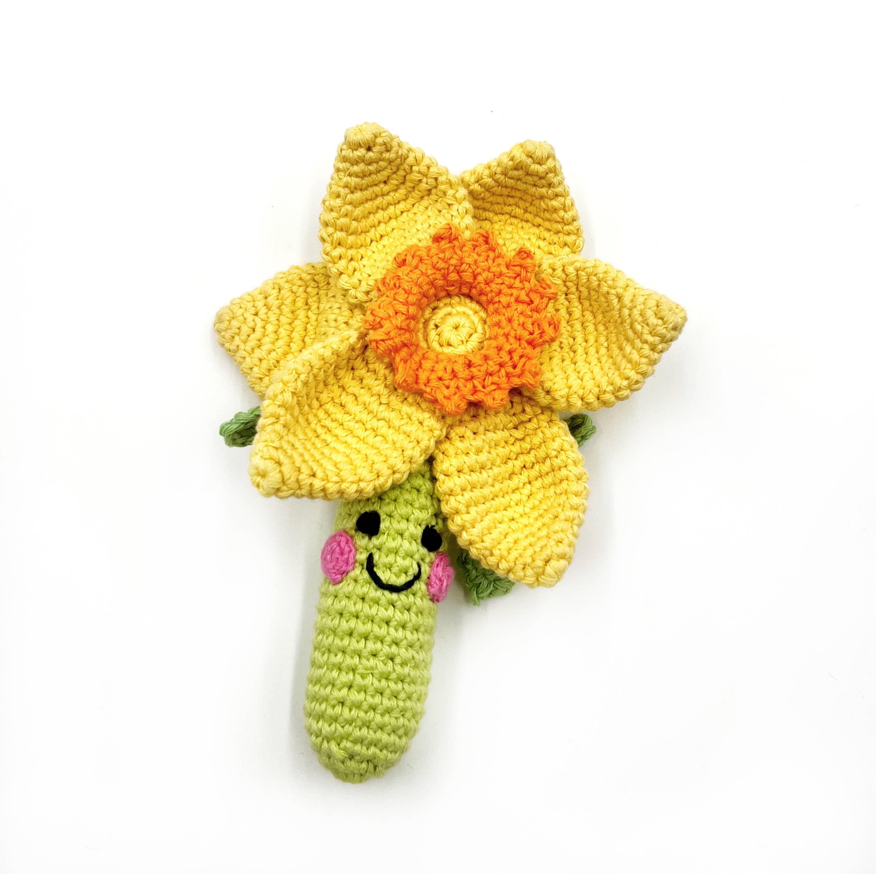 Daffodil Flower Rattle – Handmade Organic Cotton Spring Toy