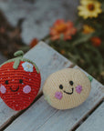 Handmade Happy Lemon Baby Rattle -Organic Cotton Crochet Toy