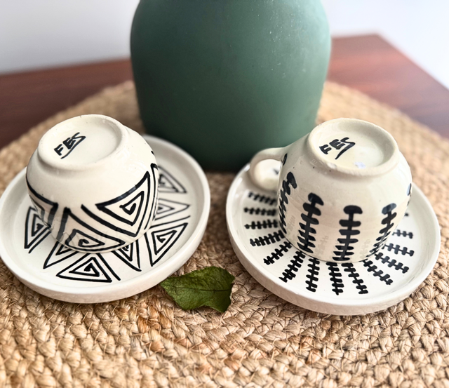 Espresso Cup &amp; Saucer - Handmade in Morocco