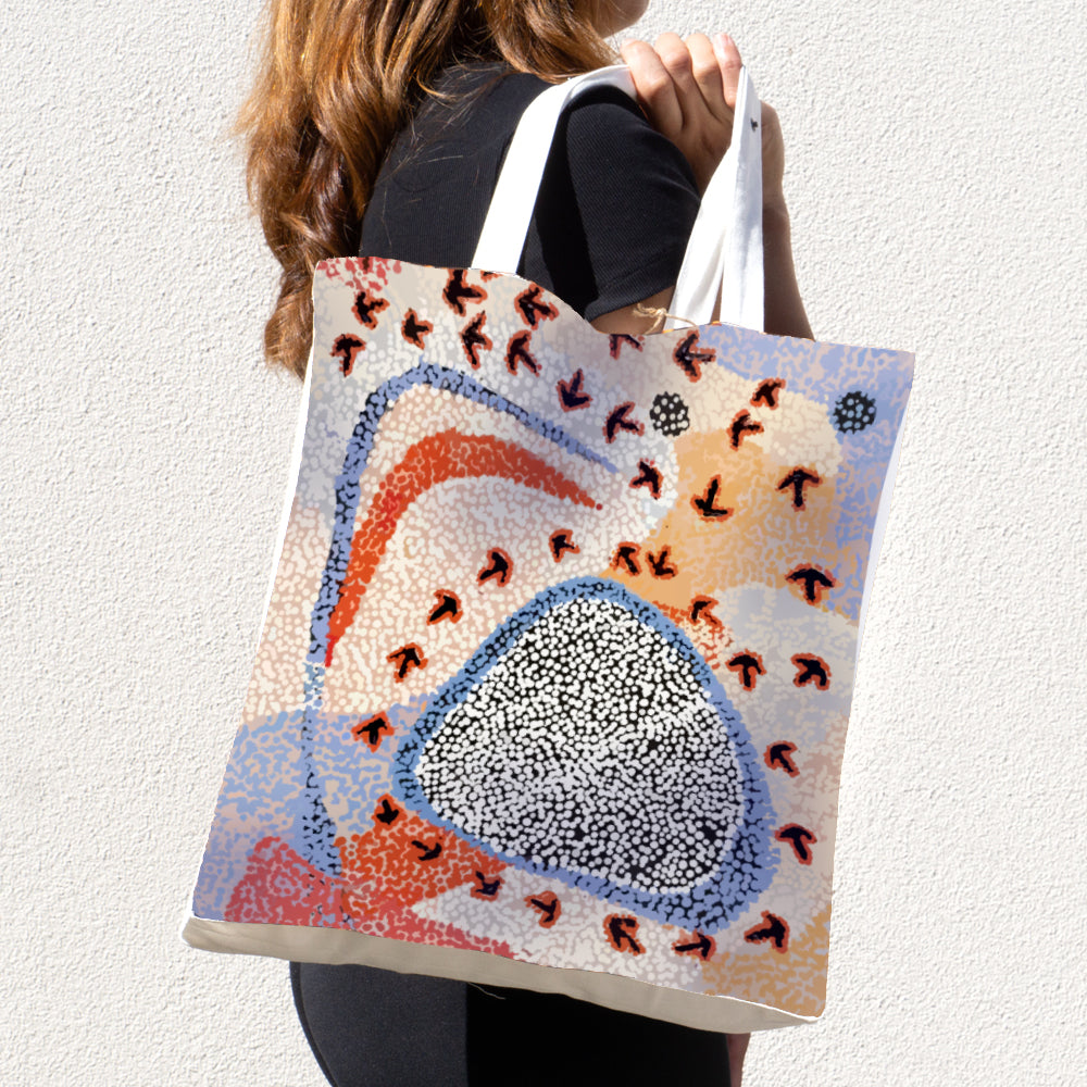 Cotton Foldable Tote - Emu Dreaming Design