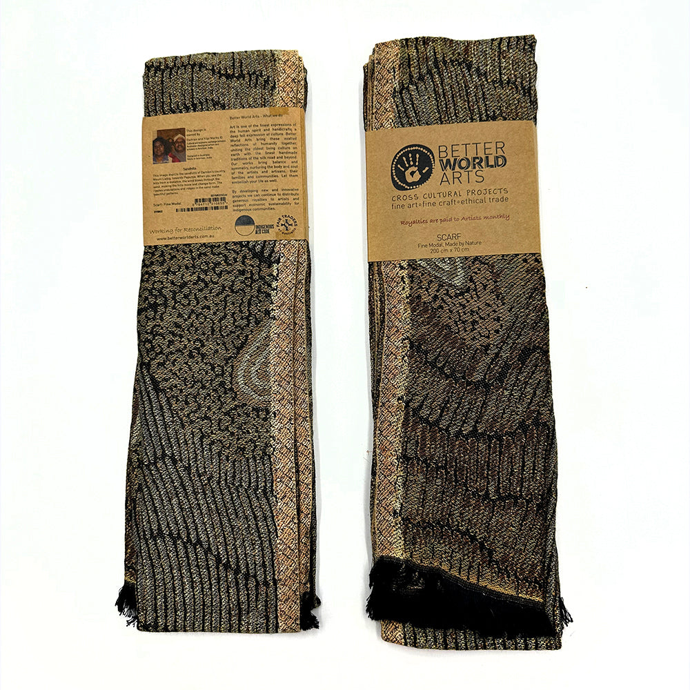 Fine Lenzig Modal Scarf - Indigenous Artists Damien &amp; Yilpi Marks