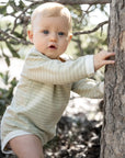 Sustainable Long Sleeve Body Suit - Caramel and Cream