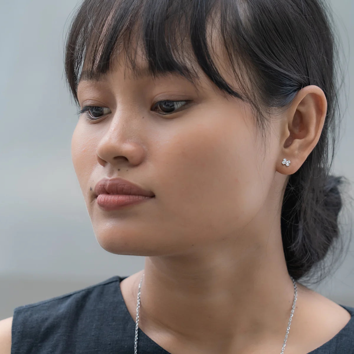 Mustard Flower Post Earrings - Gold + Stainless Steel