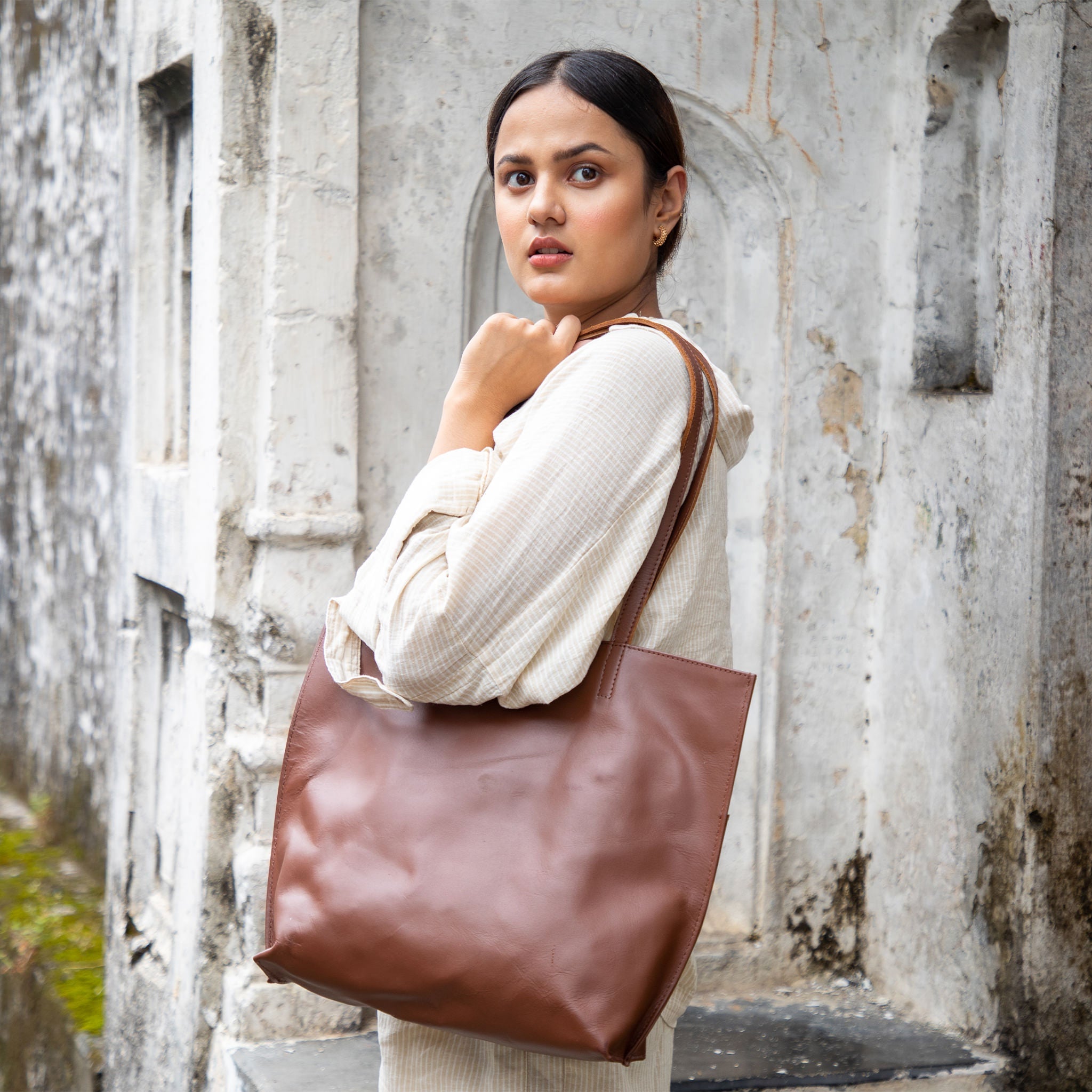 Everyday Leather Tote - Chocolate Brown