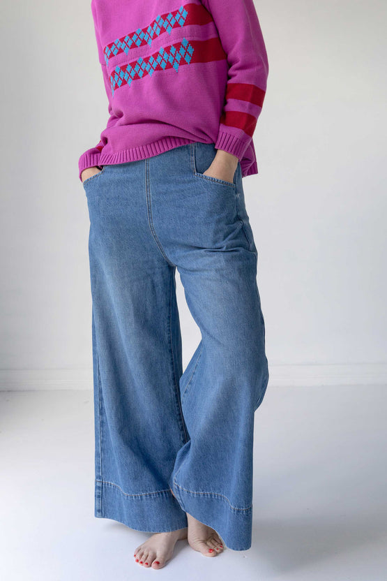 Blue denim wide leg jeans | ethical fashion Australia