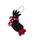 Black Cockatoo Christmas Decoration, Pure Felted Wool