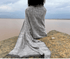 Stella Ethiopian Silk Shawl with a Navy Colour Band Edge