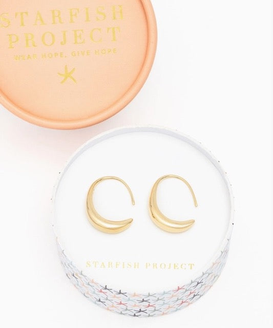 Crescent Moon Thread Drop Earrings in GOLD ARRIVING EARLY JUNE