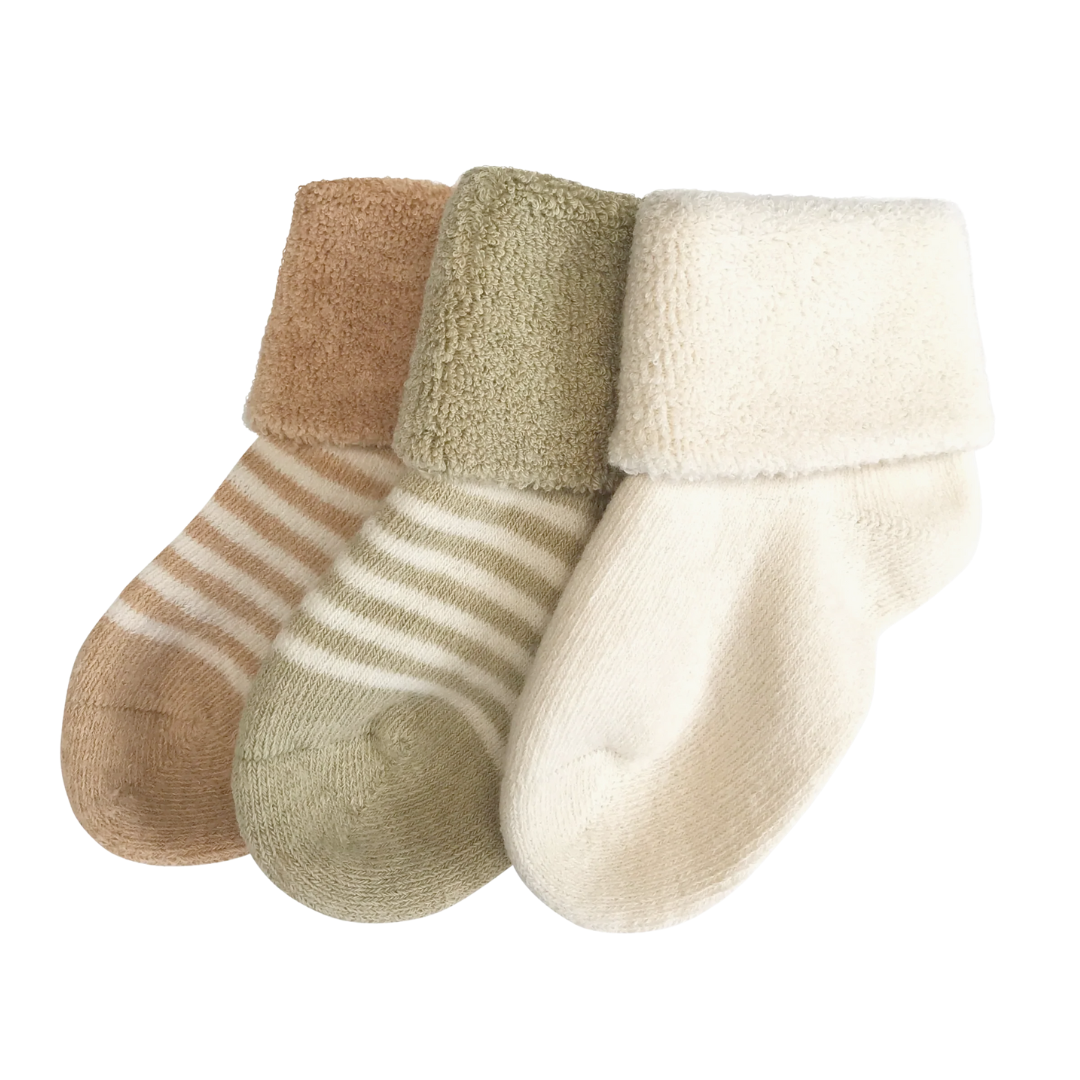 organic cotton baby socks stripes - three pack