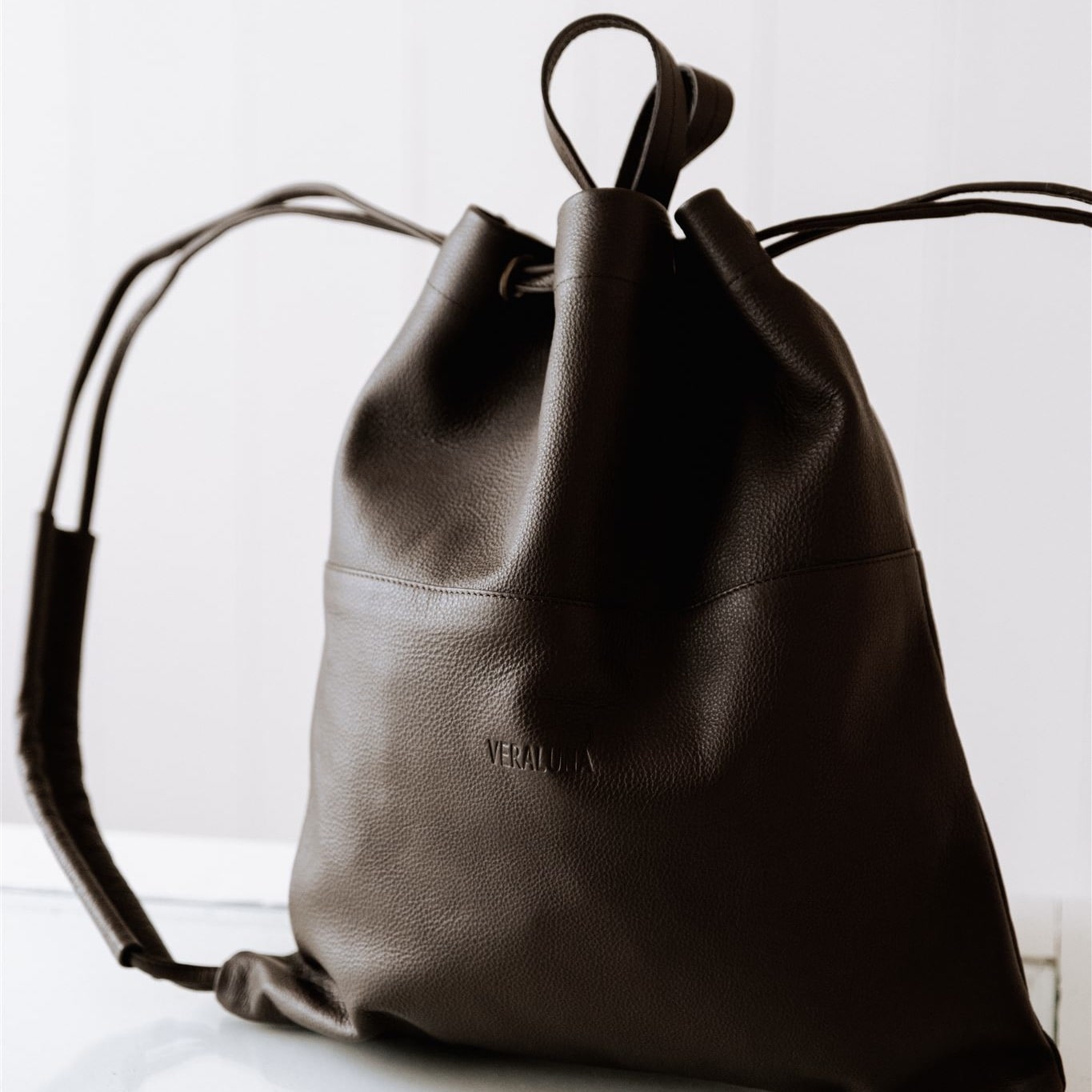 Sustainable Leather Backpack in Dark Clay